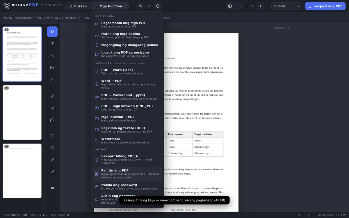 Screenshot ng mousePDF editor