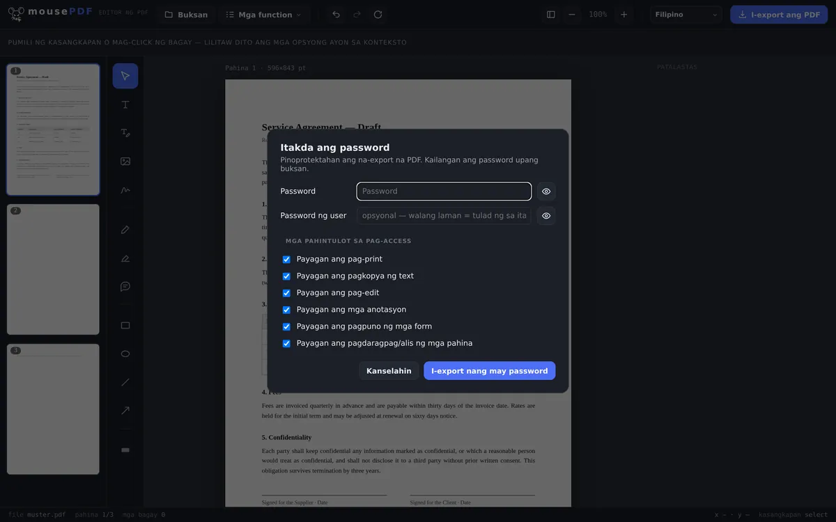 Screenshot ng mousePDF editor