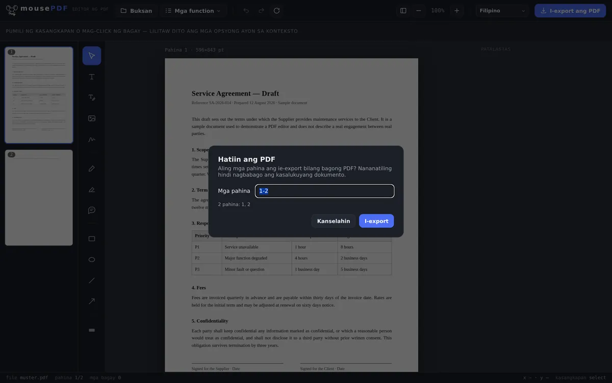 Screenshot ng mousePDF editor